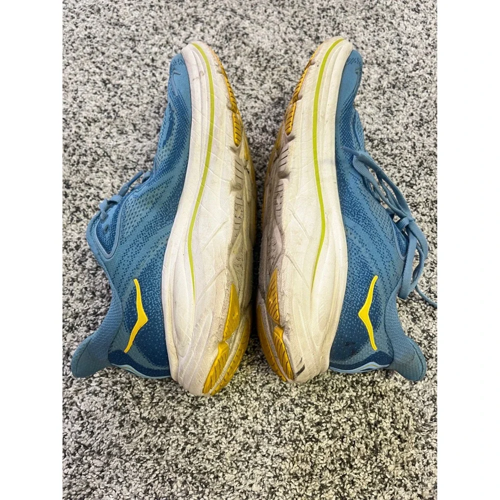 Hoka One One Clifton 10 Mens 9.5 D Blue Yellow Road Running Shoes